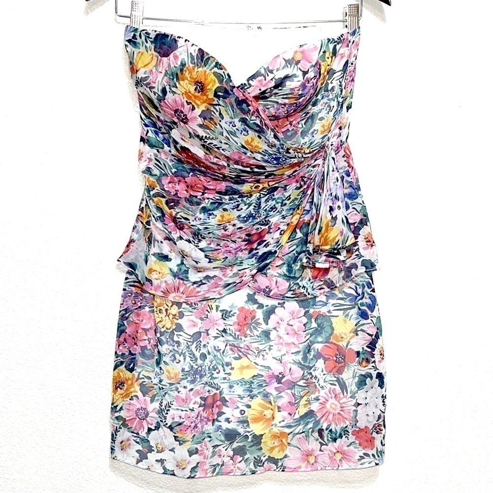 Yumi Kim Woman 100% SILK Woman Floral Strapless Dress Size XS